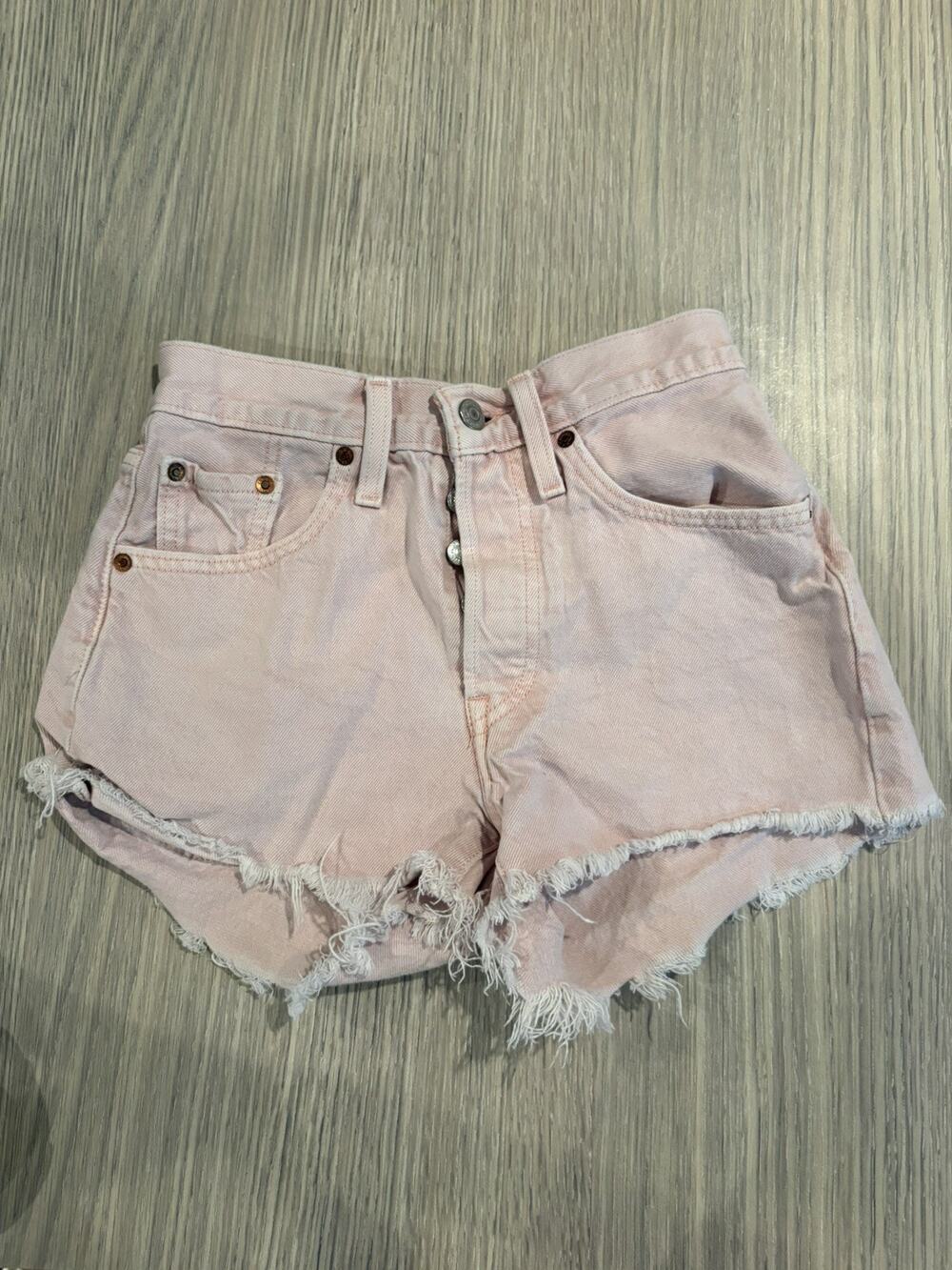 Levi's 501 Original High Rise Pink Jean Shorts. Button Fly. Size 24 waist